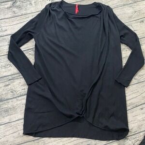 Ruby Ribbon‎ M Faux Wrap Dolman Sleeve Blouse Oversized Black Top 1726